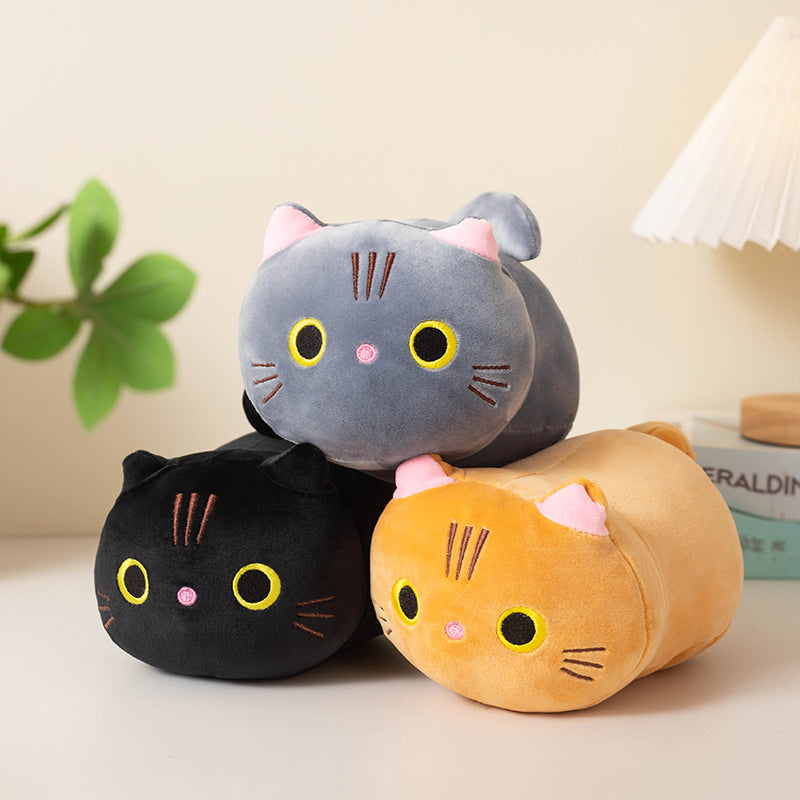 Fungo-urso 25cm Bildstria Kato Pluŝa Ludilo, Mola Katido en Blanka, Nigra, Oranĝa, Griza - Dolĉa Donaco por Knaboj kaj Knabinoj