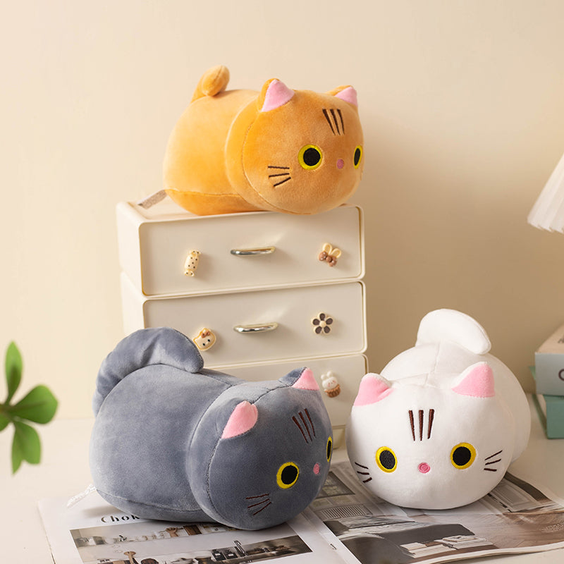 Fungo-urso 25cm Bildstria Kato Pluŝa Ludilo, Mola Katido en Blanka, Nigra, Oranĝa, Griza - Dolĉa Donaco por Knaboj kaj Knabinoj