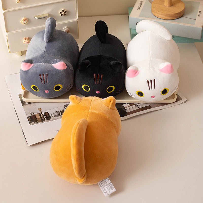 Fungo-urso 25cm Bildstria Kato Pluŝa Ludilo, Mola Katido en Blanka, Nigra, Oranĝa, Griza - Dolĉa Donaco por Knaboj kaj Knabinoj
