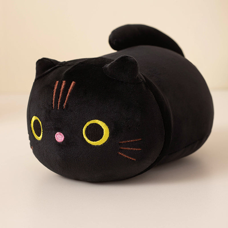 Fungo-urso 25cm Bildstria Kato Pluŝa Ludilo, Mola Katido en Blanka, Nigra, Oranĝa, Griza - Dolĉa Donaco por Knaboj kaj Knabinoj 